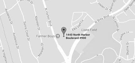 black and white map with pin drop on 1440 North Harbor Blvd #900